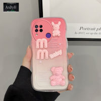 AnDyH เคสโทรศัพท์สำหรับ C15 Realme OPPO C25S C25 C12 Narzo 20 Narzo 30A Narzo 50A Narzo 20 Narzo ที่3D ตัวอักษรหมีน่ารักออกแบบมาพร้อมกล้องป้องกันซิลิโคนนิ่มแบบพรีเมี่ยม