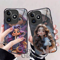 เคสโทรศัพท์สำหรับ Realme เคส C53ใหม่ฝาครอบภาพวาดเจ้าหญิงของดิสนีย์รันเวย์เคสป้องกันกล้องกันกระแทกกระจกเทมเปอร์เปลือกแข็งกันรอยขีดข่วนการ์ตูนน่ารักน่ารักใหม่