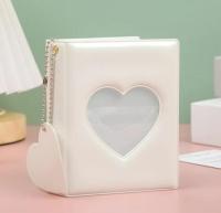 Mini Photo Album With 32 Pockets Decorative Photocard Holder Book With Heart-hollow Design Small Photo Card Storage Book Album