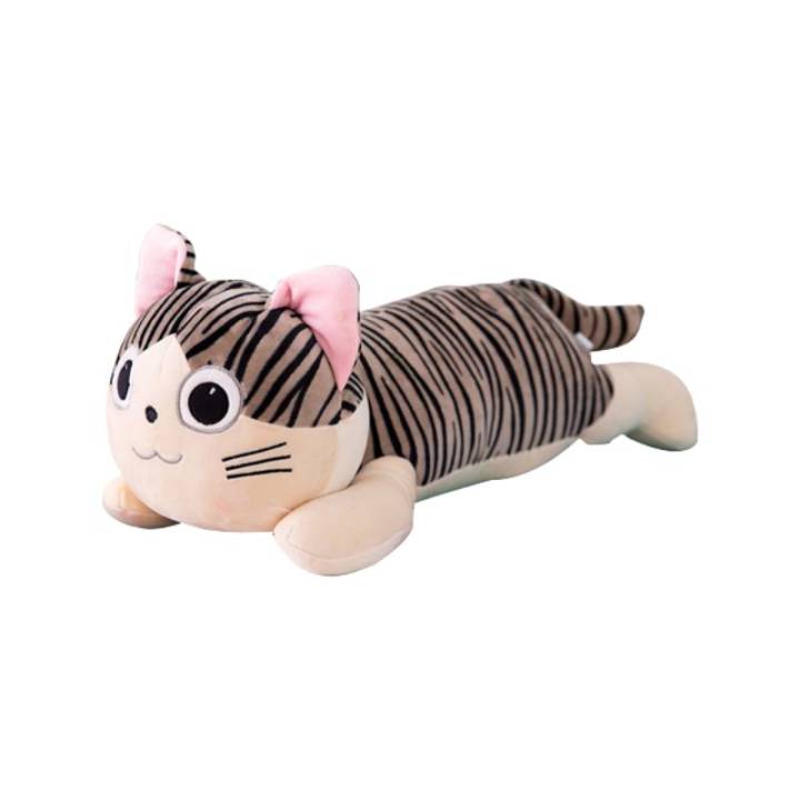 plush-cat-pillow-cartoon-strip-shape-gray-decoration-gift-sizes-multiple-kids