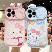 เคสเคสโทรศัพท์มือถือลายการ์ตูน Hello Kitty Cinnamoroll สำหรับสุนัข,เคสเลนส์กล้องถ่ายรูปนิ่มสำหรับ iPhone 14 Pro Max 14 Plus 13 Pro Max 12 Pro Max Max เคสด้านหลังสำหรับ iPhone 11 Pro Max Max