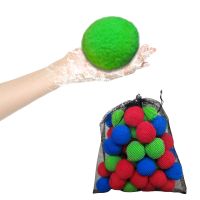 50pcs Reusable Water Balls Absorbent Cotton Splash Balls For Kids Water Balloons Fight Accessories For Pool Trampoline Beach Balloons