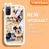 YIWESAN เคสสำหรับ OPPO A52 A72 A92 4G,เคสการ์ตูน Mickey Mouse รูปโบว์มอนสเตอร์ตัวเล็กกันกระแทกเคสโทรศัพท์โปร่งใสเลนส์กล้องถ่ายรูปฝาครอบป้องกันซิลิก้าเจล TPU