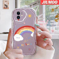 เคส JIUMOO สำหรับ iPhone 11 11 Pro 11 Pro Max เคสเนื้อครีมลายรุ้งเคสนิ่มกันกระแทกเคสโทรศัพท์โปร่งใสเจลซิลิกาแบบใสป้องกันการตกหล่นฝาครอบป้องกันเลนส์กล้องถ่ายรูป