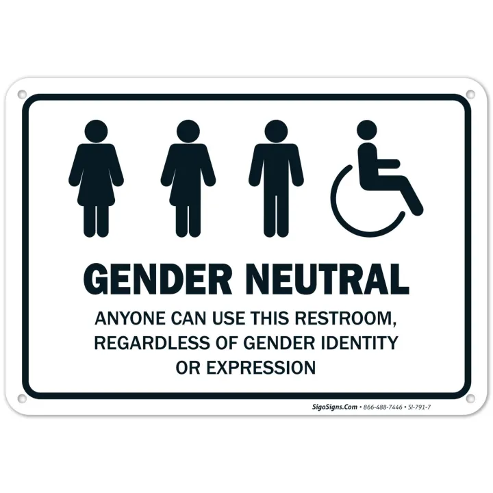 Restroom Sign Gender Neutral X Rust Free Aluminum Weatherfade Resistant Easy Mounting