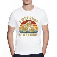 Summer Vintage Men Short-Sleeved I May Snap At Any Moment Photography Print T-Shirt Casual Tops Fashion Graphic Male Tshirt