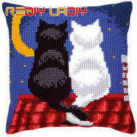 Cross Stitch Cushion Cover Dogs Cats Love Sofa Pillow DIY Chunky Cross-Stitch Kits 100 Acrylic Yarn Pillow Case Hobby &amp; Crafts