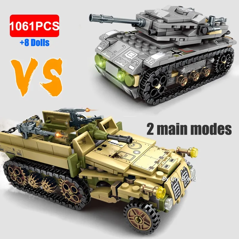 New WW2 Military Vehicles Tank Soldiers Dolls Chariot Aircraft Model  Building Blocks Toys Set Ship Car Educational DIY For Boy Gift