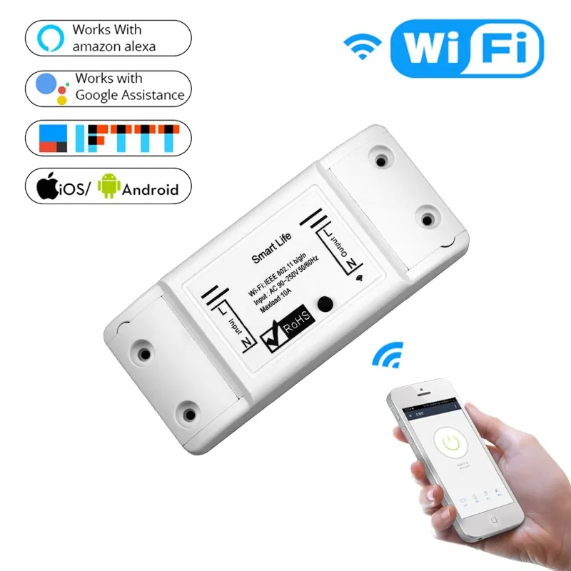 WiFi Bluetooth Smart Light Switch Universal Breaker Timer Smart Life APP  Wireless Remote Control Works with Alexa Google Home
