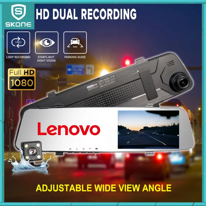 Lenovo Dash Cam V3 Car DVR 4.39 Inch Mirror Recorder 1080P Dual Lens