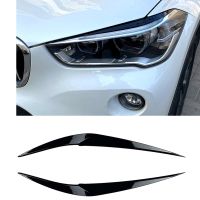 สำหรับ BMW X1 F48 2016-2020ไฟหน้าเปลือกตาคิ้วตัดกลอสสีดำคาร์บอนรถยนต์ด้านหน้าไฟหน้า H Ead Light โคมไฟปกคิ้วสติ๊กเกอร์