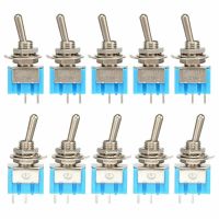 10Pcs Mini Toggle Switch Single Pole Double Throw ON-OFF 6A 125V AC 3A 250V AC