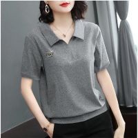 COD DSFDGDFFGHH Womens Polo shirt Long and short sleeves Lead 2020 summer new mothers loose large belly covering Lapel T-shirt