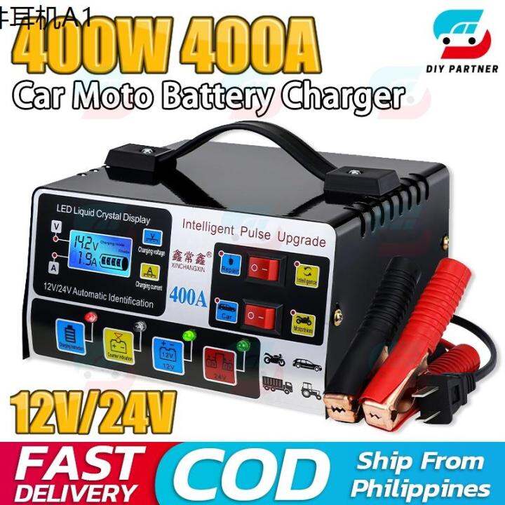 Heavy Duty Car Battery Charger 12v 24v Intelligent Pulse Repair Battery ...