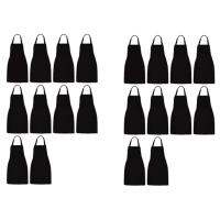 20 Pack Bib Apron - Unisex Black Apron Bulk with 2 Roomy Pockets Machine Washable for Kitchen Crafting Bbq Drawing