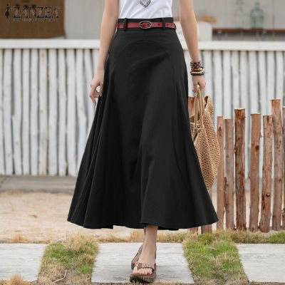 [Free Shipping] ZANZEA Womens Summer Solid High Waist Skirts Side Zipper A-Line Midi Skirt