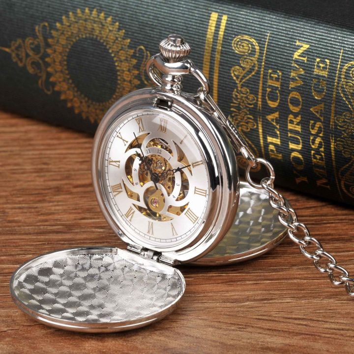 นาฬิกาพกกลแกะสลักพิมพ์โรมันขนาดใหญ่หลายสไตล์-ย้อนยุคกระเป๋านาฬิกา-8947