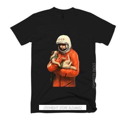 Jurij Gagarin And Dog MenS New Top Tees 100% Cotton T Shirts Short Sleeve Crew Neck Streetwear Printing Tshirt