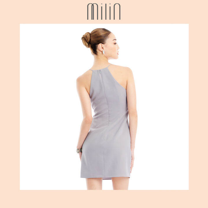 milin-knotted-v-neck-mini-dress-เดรสสั้นสายเดี่ยวคอวีผูกหน้า-great-dress