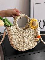 LASGO High-end foreign style small bag female 2023 summer new trendy all-match ins Messenger bag explosive straw weaving handbag