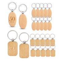 100 Pcs Wooden Blanks Unfinished Wood Key Chain Blanks Wooden Key Ring Key Tag for DIY Crafts(Oval+Rectangle)