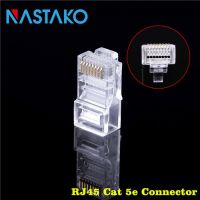 Nastako 50/100ชิ้นขั้วต่อ Rj45 Cat5 Cat5e เครือข่ายปลั๊กแบบโมดูลาร์แบบไม่หุ้มฉนวน8p 8c สายเคเบิลยูทีพีมีรูผ่านได้ง่าย