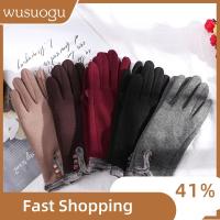 WUSUOGU Women Thicken Full Finger Windproof Driving Mittens Skiing Gloves Touch Screen Gloves Plus Velvet