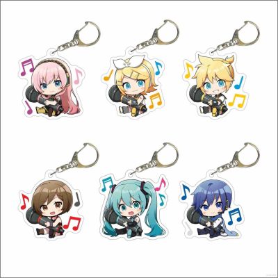 HZ Hatsune Miku Keychain Anime Vtuber Keyring Acrylic Cute Bag Pendant Cartoon LAITO MEIKO Rin Len Luka Key Chain Gifts ZH