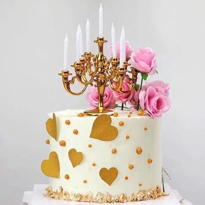 【CC】 9PCS Candles and Candlestick Bracket 1 Set Birthday Wedding Candle Holders Toppers Decoration