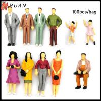 HUAN 100pcs วัสดุ ABS ของตกแต่งบ้านตุ๊กตา 1:100/1:150/1:75/1:50 มาตราส่วน ตัวละคร DIY ทิวทัศน์รถไฟ ตัวเลขคน โมเดลอาคารผู้โดยสาร