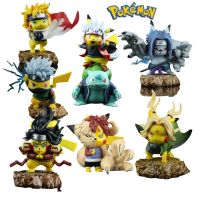 【LZ】☑❁ↂ  Genuine Pokémon Anime Action Figures Modelo Pikachu Cosplay Uchiha Sasuke Jiraiya Gaara Tsunade Brinquedos Coleção Kawaii Presente Criança