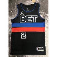 ยอดนิยม 【hot Pressed】เสื้อกีฬาบาสเก็ตบอล ลายทีม nba jersey Detroit Pistons No.2 Cunningham สีดํา 2023