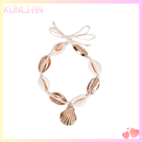 [KUNLIAN] ธรรมชาติ cowrie ลูกปัดเปลือกข้อเท้าสร้อยข้อมือ handmade Beach เครื่องประดับเท้าน่ารัก