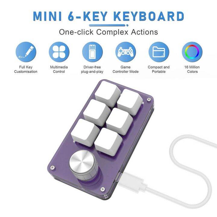 3/4/6Keys Custom Keypad USB Wire Mechanical Keyboard Volume Button Knob