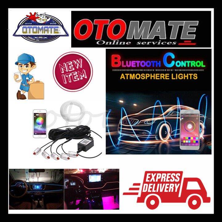 5X RGB LED Car Interior Neon Strip Light Sound Active bluetooth Phone