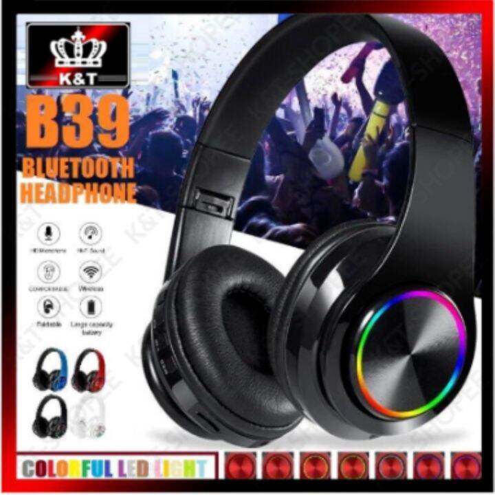 B39 Headphones Colored Lights Headset Stereo Headphone Mic | Lazada PH