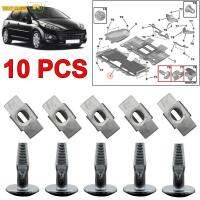 10PCS รถเครื่องยนต์ Undertray ฝาครอบคลิปด้านล่าง Shield Guard สกรูโลหะ Bolts Fastener สำหรับ Peugeot 206 207 407 807 Citroen C2 C5