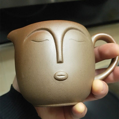 Chinese Tea Set Accessory Chaihai Creative Face Tea Jug Retro Coarse Pottery Teacup Teaware Coffee Pot Milk Frother Pitcher