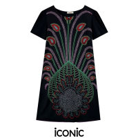 iCONiC REWARD TOP  #6109  เสื้อยาวผญ ผ้ายืด พิมพ์ลาย สีดำ ยาว32" เสื้อยืดแฟชั่น เสื้อยืดพิมพ์ลาย เสื้อยืดผญ เดรสสั้น เดรสผ้ายืด