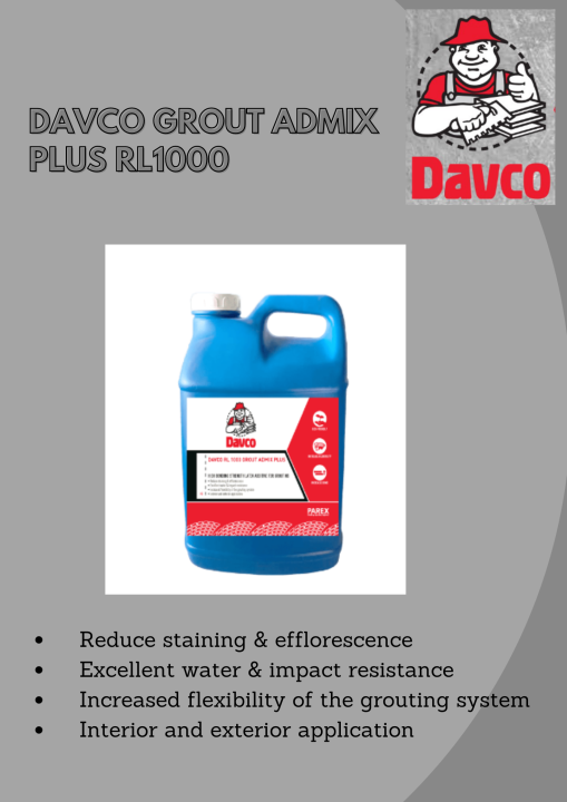 Davco RL1000 Grout Admix Plus High Bonding Strength Latex Additive For