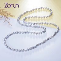 Zorun Real Natural Freshwater Pearl Sweater Chain Necklace Jewelry 120CM 7-8mm Classic Style for Women New Design Good Sale