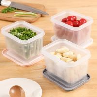 Green onion ginger garlic vegetable refrigerator storage box green onion kitchen fresh-keeping box with lid drain storage box sealed box with inner box