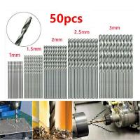 50pcs Twist Drill Set High Speed Steel 1-3mm Straight Shank HSS Titanium Plated Twist Drill Bits Twist Drill Bits Hand Tool Drills Drivers