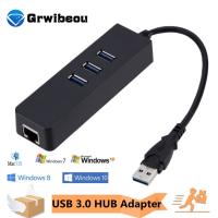 [HOT HAIXWLXKWW 589] Grwibeou USB Ethernet 3.0 HUB อะแดปเตอร์ RJ45ไปยังการ์ดเครือข่าย Gigabit สำหรับแล็ปท็อป