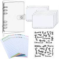 ❈❀ A6 Loose Leaf Mini Binder Pockets Snap Button Mini Budget Binder 6 Ring Binder Covers PVC Clear Notebook Round Ring Protector