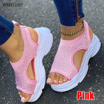 Bling Sneakers Women Sock Shoes Summer Sneakers For Woman Casual Shoes Ladies Slip On Flats Shoes Female Vulcanize Shoes