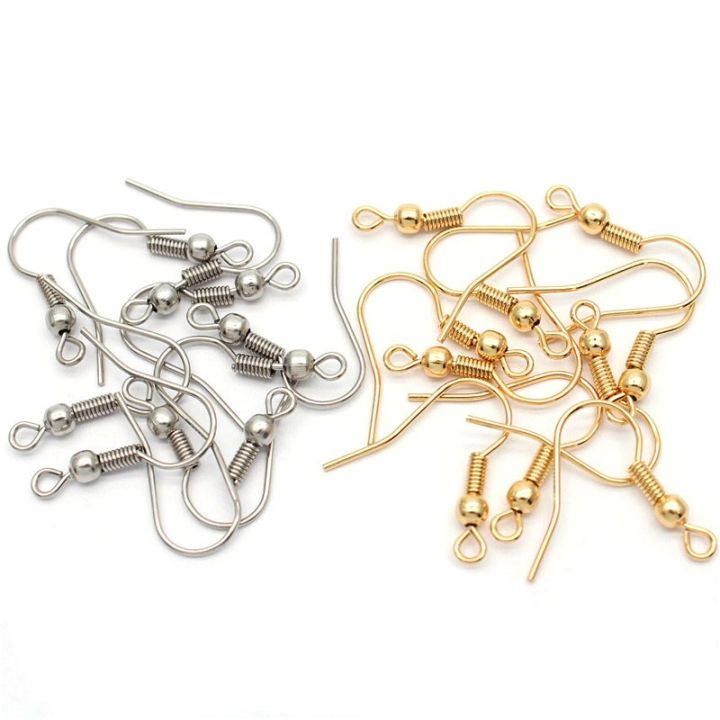 100Pcs 20x17Mm Gold Antique Bronze Ear Hooks Earrings Clasps Findings Earring  Wires for Jewelry Making Supplies,Silver 