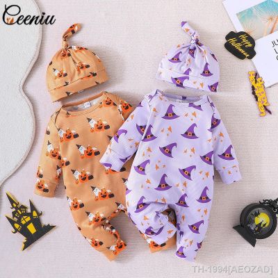 ▣♟❖ Ceeniu-macacão de para meninos e meninas macacão estampado chapéu bruxa bebê recém-nascido roupas 0-18m