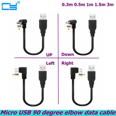 Naik Turun Kiri Kanan Miring 90 Derajat USB Mikro USB Pria Ke USB Pria Kabel Konektor Pengisi Data 25Cm 50Cm untuk Tablet 150Cm