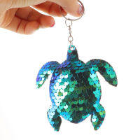 RUDMALL 5PCS Turtle Sequin พวงกุญแจสัตว์ทะเลน่ารักคีย์สัตว์พวงกุญแจกระเป๋าเงินแขวน